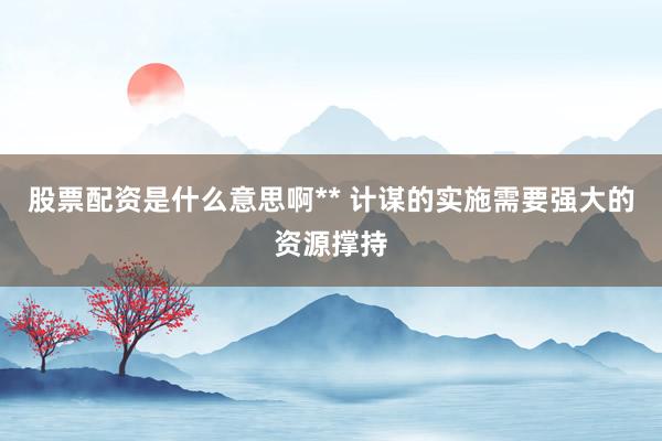 股票配资是什么意思啊** 计谋的实施需要强大的资源撑持