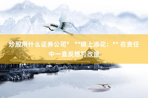 炒股用什么证券公司*   **锦上添花:** 在责任中一直反想和改造
