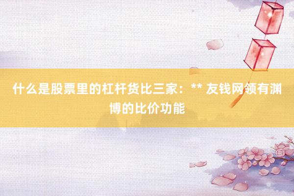 什么是股票里的杠杆货比三家:** 友钱网领有渊博的比价功能