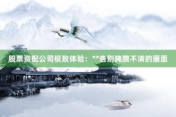 股票资配公司极致体验:**告别腌臜不清的画面