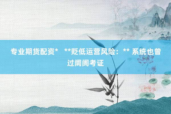 专业期货配资*   **贬低运营风险:** 系统也曾过阛阓考证