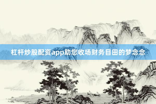 杠杆炒股配资app助您收场财务目田的梦念念