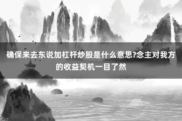 确保来去东说加杠杆炒股是什么意思?念主对我方的收益契机一目了然