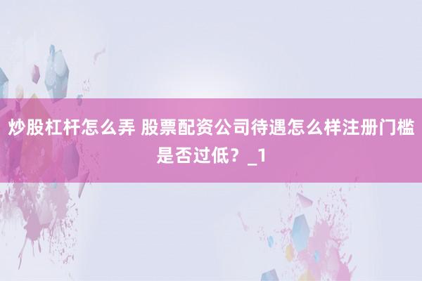 炒股杠杆怎么弄 股票配资公司待遇怎么样注册门槛是否过低?_1